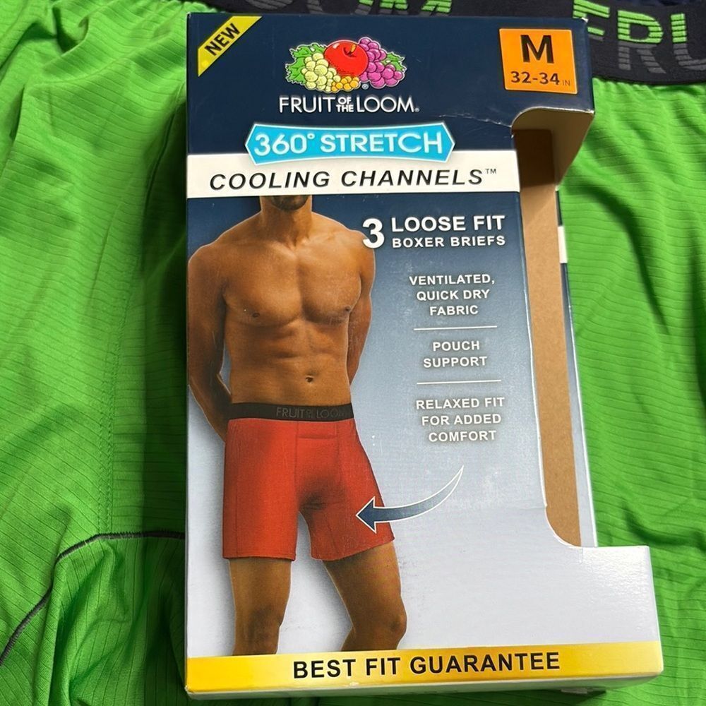NWT Fruit of the Loom 3 pair loose fit Cooling Channels Comfort size M 32-34